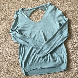 Light Teal Sweater with Lace Accent